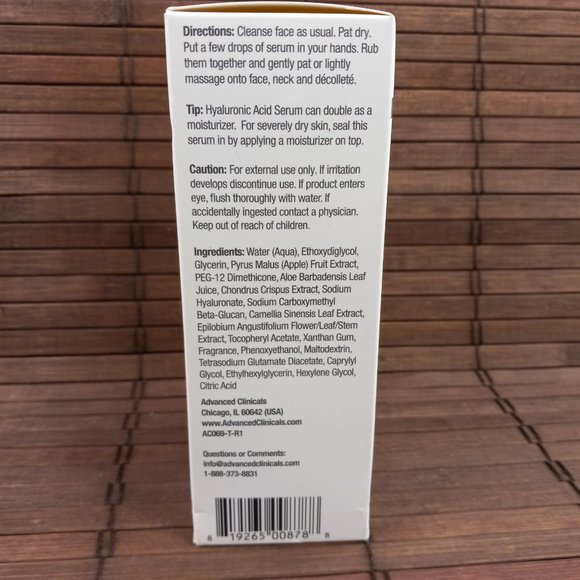 Advanced Clinicals Instant Hydration Hyaluronic Face Serum 1.75 fl oz - Picture 4 of 8